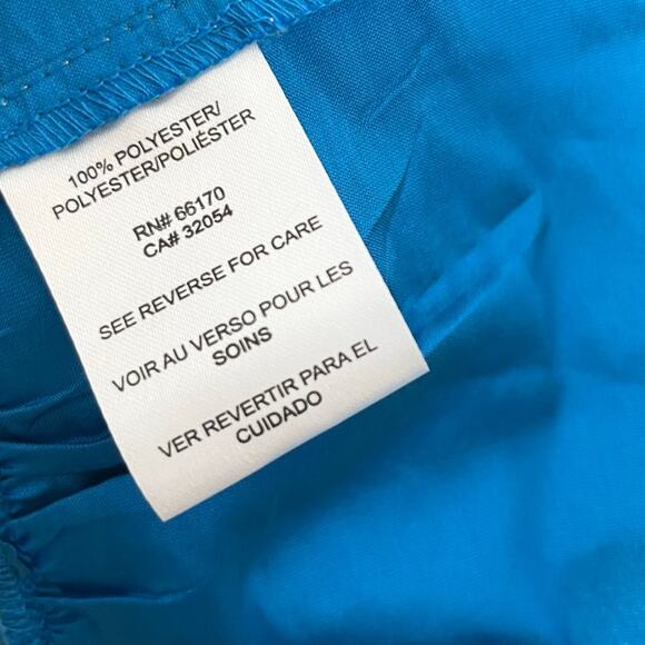 Dhruv Kapoor Puff Sleeve Midi Dress XXS Blue Metallic Tiered Pockets Cocktail - Picture 13 of 14